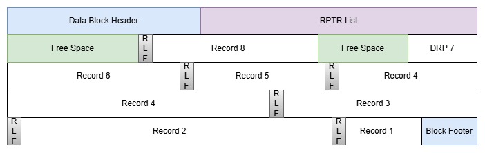 Diagram showing layout of an ESDS Block with Variable records