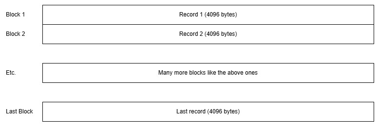 Diagram showing records in an LDS