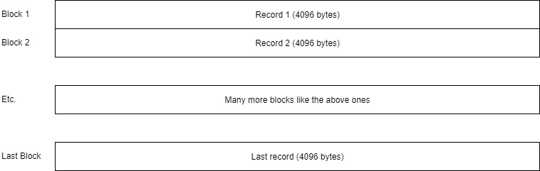 Diagram showing records in an LDS